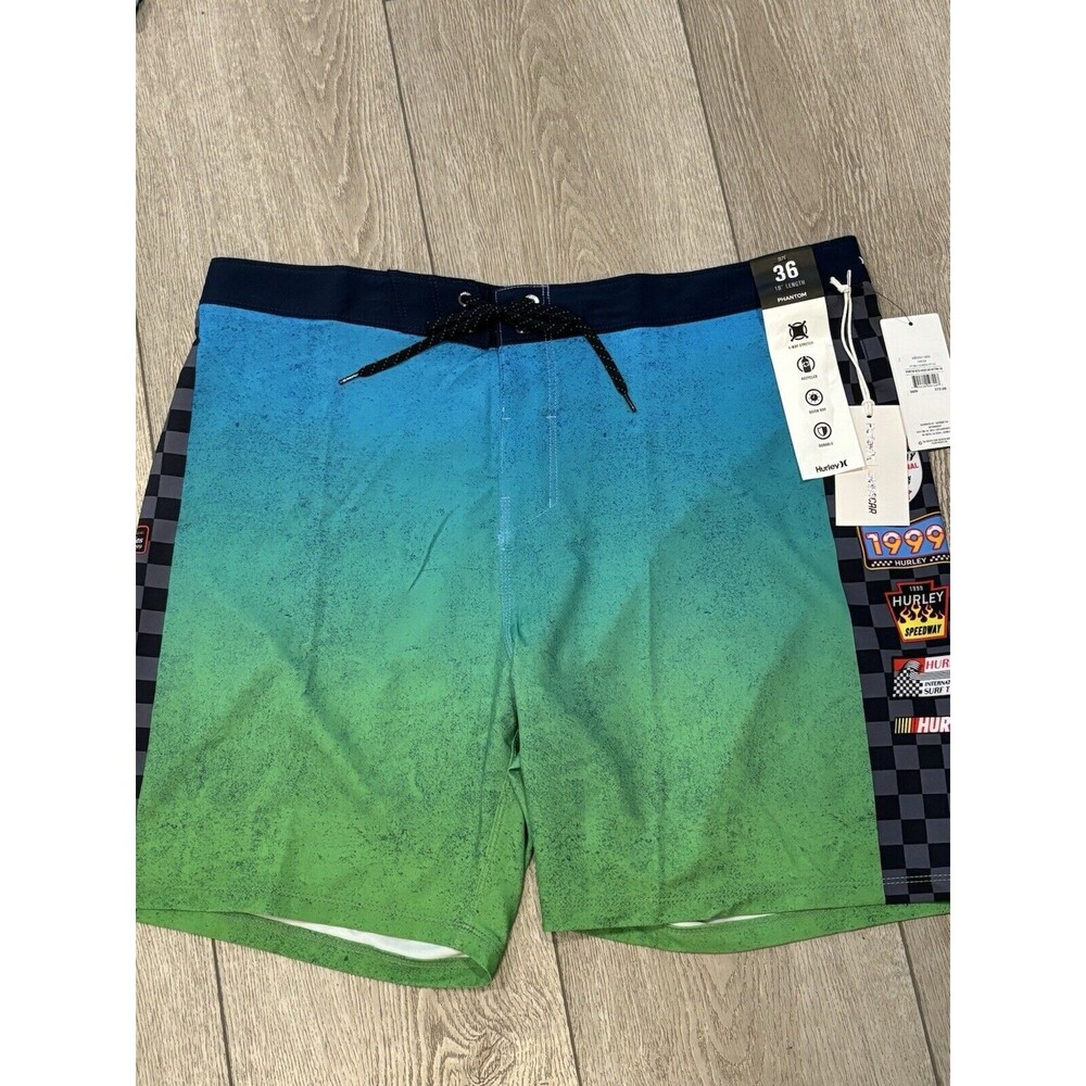 Hurley x Nascar Mens Phantom Eco‎ Nascar Racetrack Board Shorts Swim Size 36